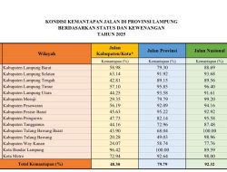 Pemprov Lampung Targetkan Kemantapan Jalan 86 Persen di 2026